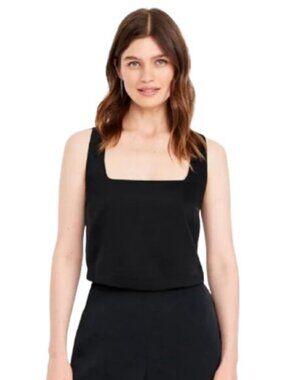 Old Navy Black Satin Crop Shell Tank XL